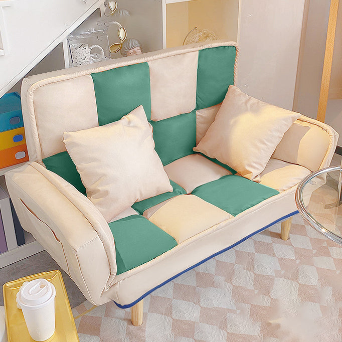 Leather Convertible Sofa Living Room Rolled Arm Loveseat with Pillows