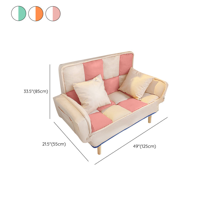 Leather Convertible Sofa Living Room Rolled Arm Loveseat with Pillows