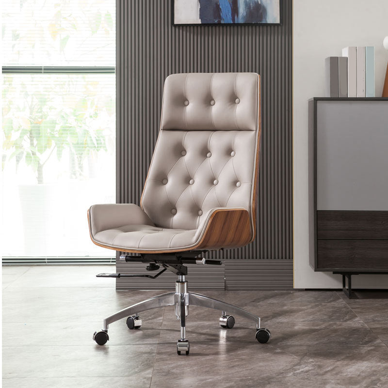Sedia da ufficio moderna senza braccio meccanismo di inclinazione in pelle senza sedia angosciante con ruote