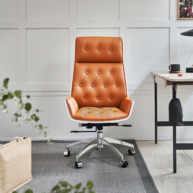 Sedia da ufficio moderna senza braccio meccanismo di inclinazione in pelle senza sedia angosciante con ruote