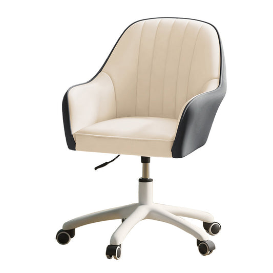 Modern Office Chair Armless Leather Adjustable Seat Height Chair with Wheels White 1 Piece White