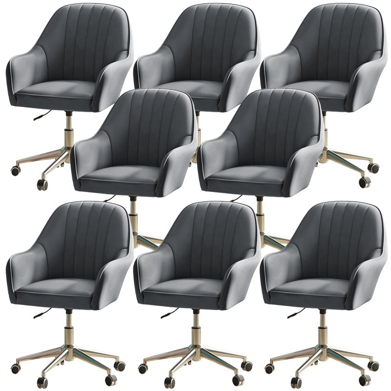 Chaise de bureau moderne chaise de hauteur de siège réglable en cuir sans bras avec roues