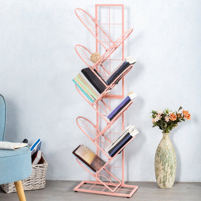 Scandinavian Metal Bookshelf Standard Closed Back Bookcase with Shelves Rose Bloom Clearhalo 'Bookcases' 'furn' 'furn_bookcases' 'Furniture' 'Office Furniture' 7298635