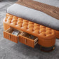 Contemporary Cushioned Seating Bench Oval Entryway and Bedroom Bench with Drawers 70.9"L x 17.7"W x 16.5"H Orange Clearhalo 'Benches' 'Chairs & Seating' 'furn' 'furn_benches' 'Furniture' 'Living Room Furniture' 7298656