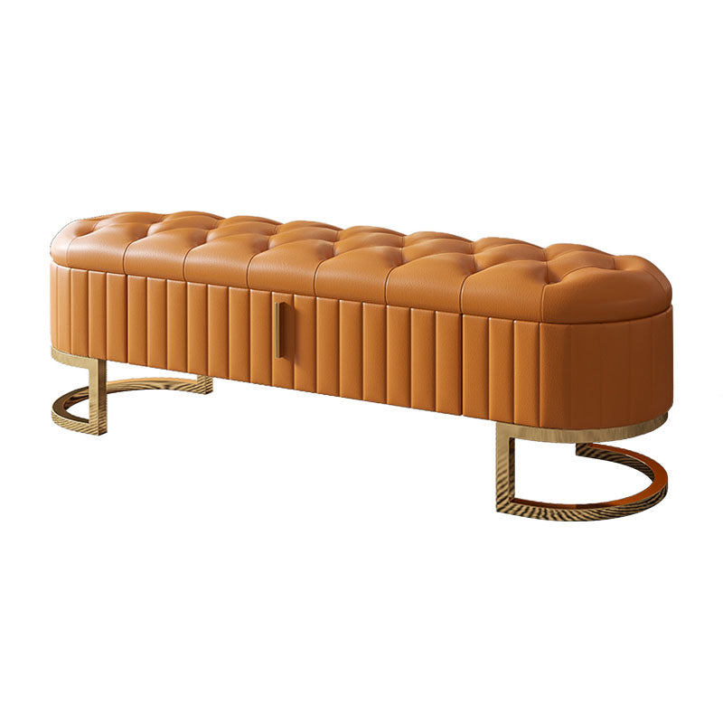 Contemporary Cushioned Seating Bench Oval Entryway and Bedroom Bench with Drawers Clearhalo 'Benches' 'Chairs & Seating' 'furn' 'furn_benches' 'Furniture' 'Living Room Furniture' 7298659