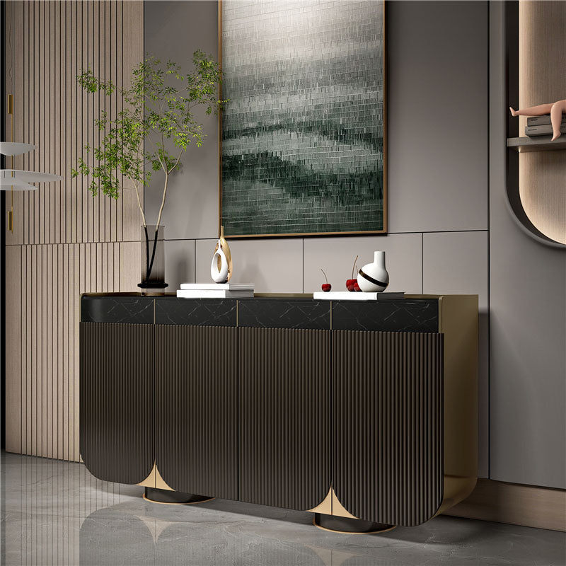 Glam Sideboard Stone Sideboard Buffet with Drawers for Dining Room 47"L x 16"W x 35"H Clearhalo 'buffet_sideboard' 'Buffets & Sideboards' 'furn' 'furn_buffet_sideboard' 'Furniture' 'Kitchen & Dining Furniture' 7298714