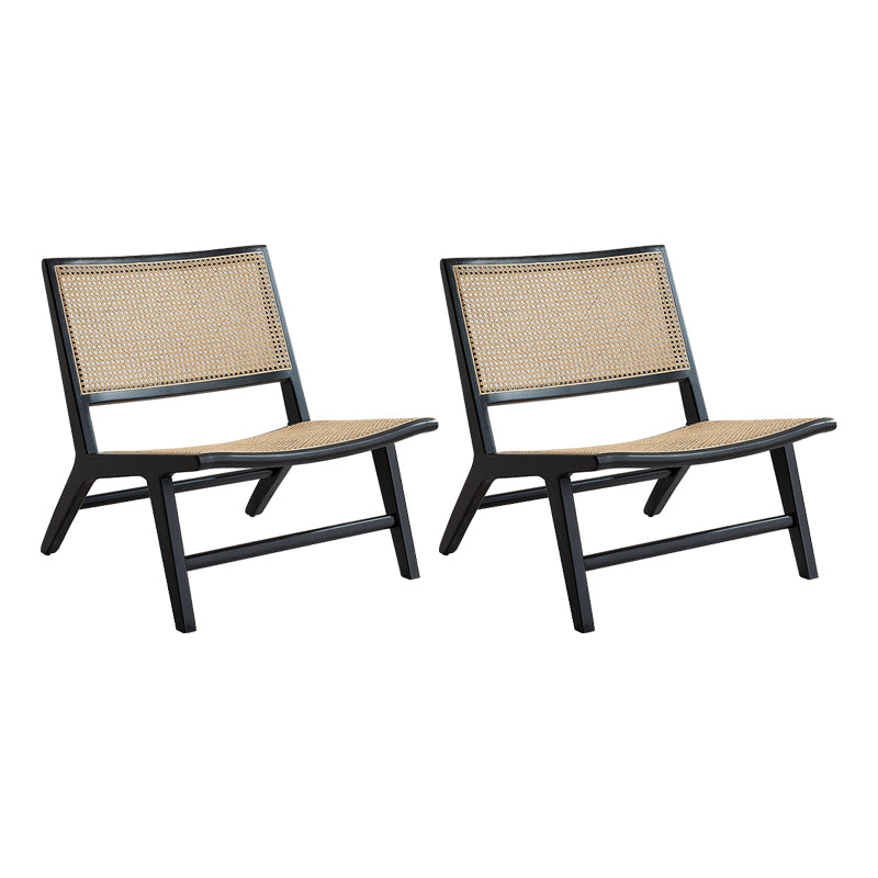 Woven Back Side Chair Solid Wood Lounge Accent Chair with Legs Black 2 Piece Set Clearhalo 'Accent Chairs' 'accent_chairs' 'Chairs & Seating' 'furn' 'furn_accent_chairs' 'Furniture' 'Living Room Furniture' 7298990