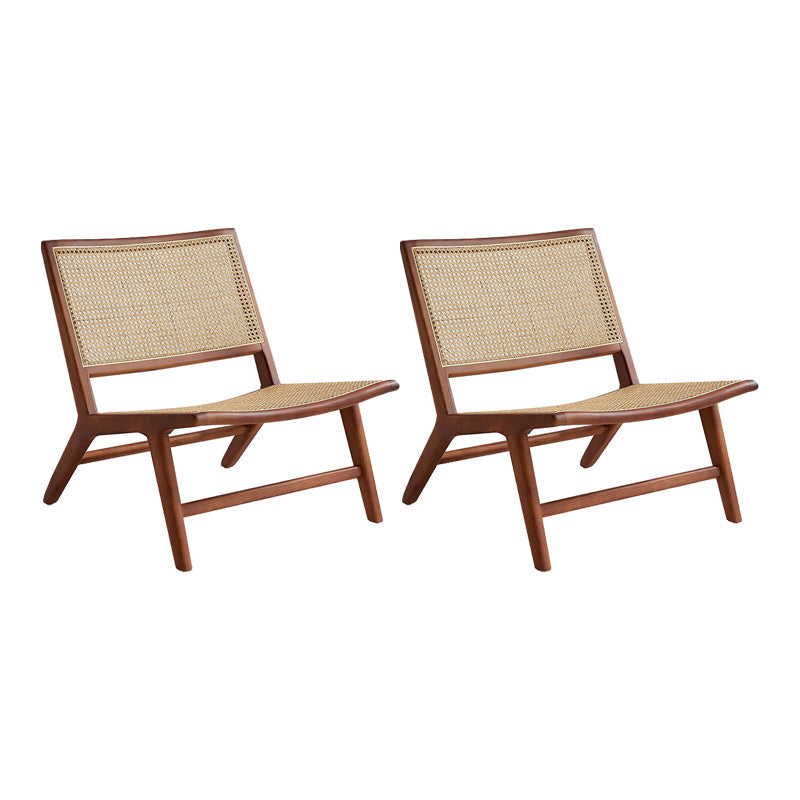 Woven Back Side Chair Solid Wood Lounge Accent Chair with Legs Walnut 2 Piece Set Clearhalo 'Accent Chairs' 'accent_chairs' 'Chairs & Seating' 'furn' 'furn_accent_chairs' 'Furniture' 'Living Room Furniture' 7298994