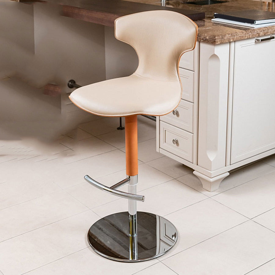 Adjustable Height Bar Stool Leather Backrest Bar Stools for Dining Room