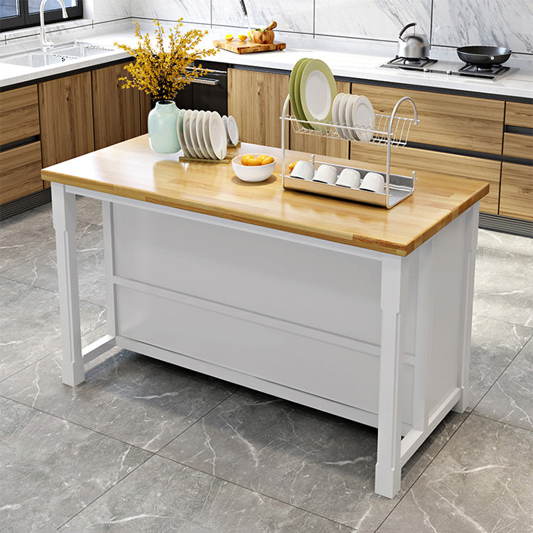 Modern Kitchen Island Table Dining Room Wooden Stationary Prep Table
