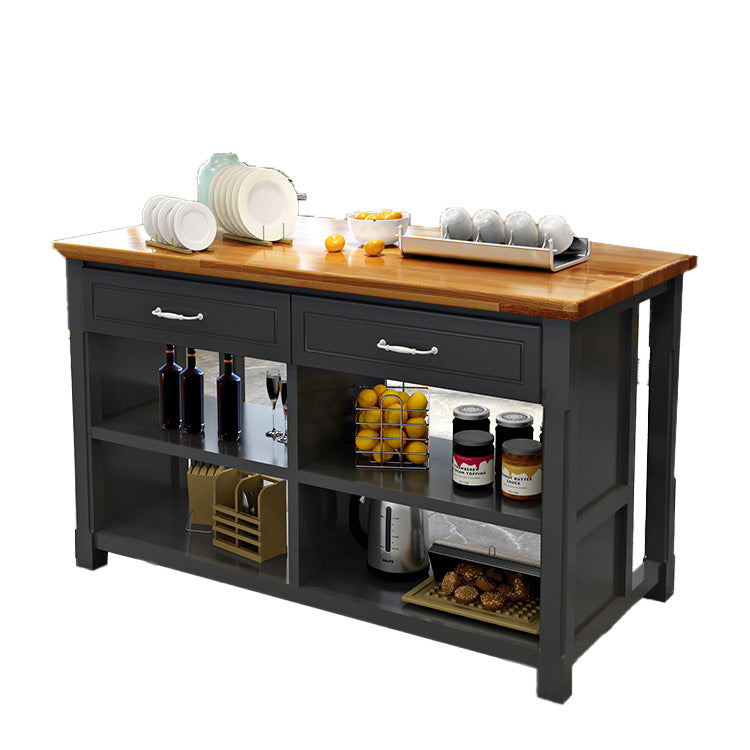 Modern Kitchen Island Table Dining Room Wooden Stationary Prep Table