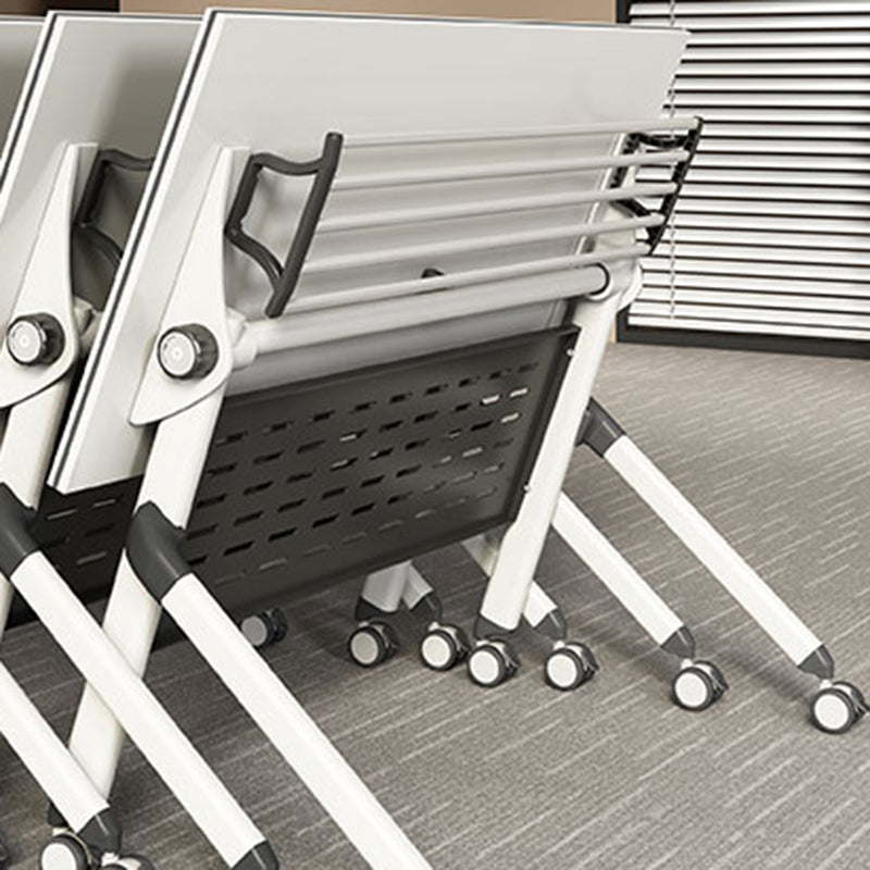 Modern Rectangular Shape Office Desk Wooden Task Desk with Wheels in White Clearhalo 'furn' 'furn_office_desk' 'Furniture' 'Office Desks' 'Office Furniture' 'office_desk' 7300998