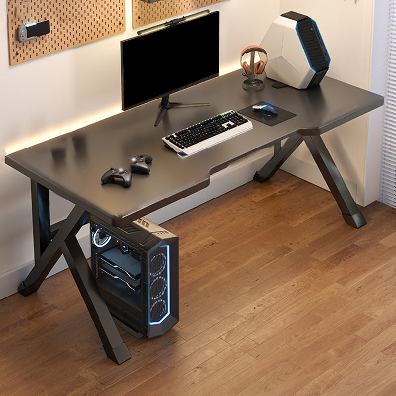 Wooden Writing Desk Antique Finish Computer Desk with Metal Legs Black Clearhalo 'furn' 'furn_office_desk' 'Furniture' 'Office Desks' 'Office Furniture' 'office_desk' 7301036