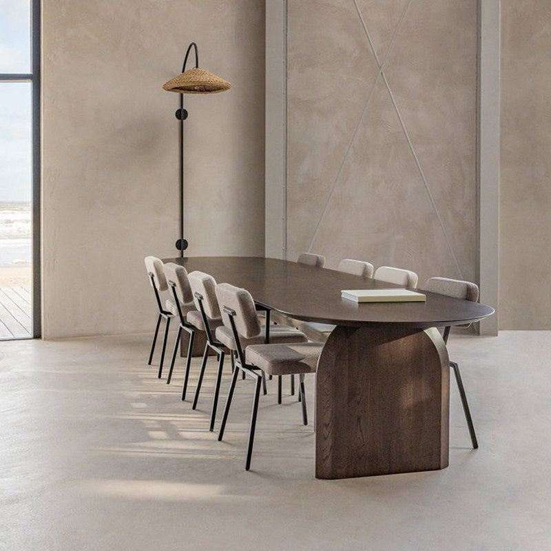 Modern Style Wooden Office Desk Oval Shape Conference Table with 2 Legs for Office Clearhalo 'furn' 'furn_office_desk' 'Furniture' 'Office Desks' 'Office Furniture' 'office_desk' 7301052