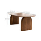 Modern Style Wooden Office Desk Oval Shape Conference Table with 2 Legs for Office Clearhalo 'furn' 'furn_office_desk' 'Furniture' 'Office Desks' 'Office Furniture' 'office_desk' 7301063