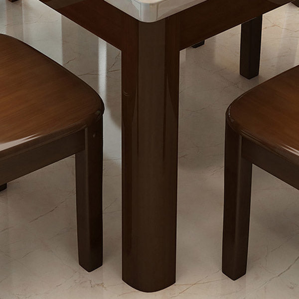 Moderne stenen rechthoekige eettafel rubberen houten poten voor eetkamer