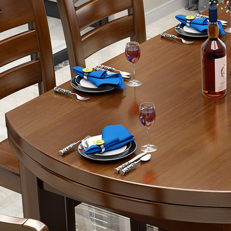 Modern Round Dining Table Solid Wood Drop-Leaf Dining Table for Dining Room Clearhalo 'Dining Tables & Seating' 'Dining Tables' 'dining_table' 'furn' 'furn_dining_table' 'Furniture' 'Kitchen & Dining Furniture' 7301359