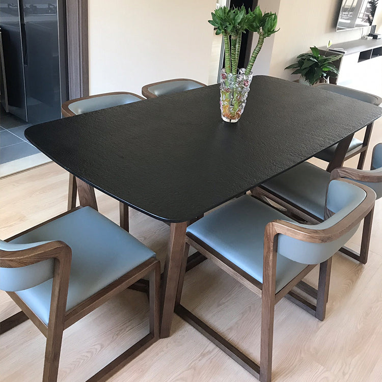 Tavolo da dinette in pietra nera con telaio in legno tavolo da pranzo rettangolo per casa