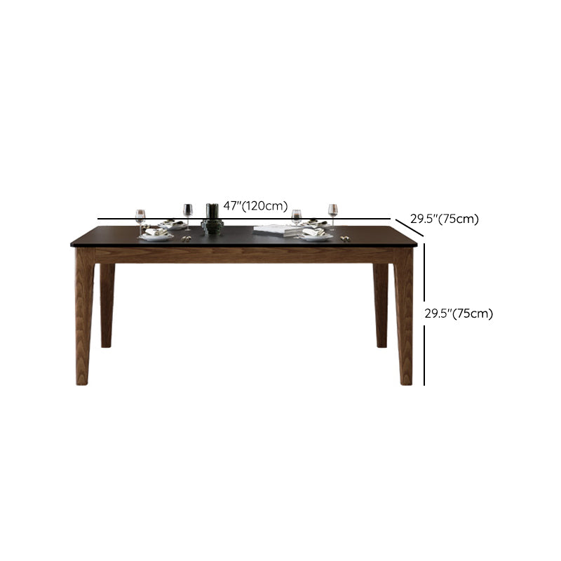 Modern Rectangle Dining Table Black Stone Top Dinette Table with Wooden Legs Clearhalo 'Dining Tables & Seating' 'Dining Tables' 'dining_table' 'furn' 'furn_dining_table' 'Furniture' 'Kitchen & Dining Furniture' 7301391