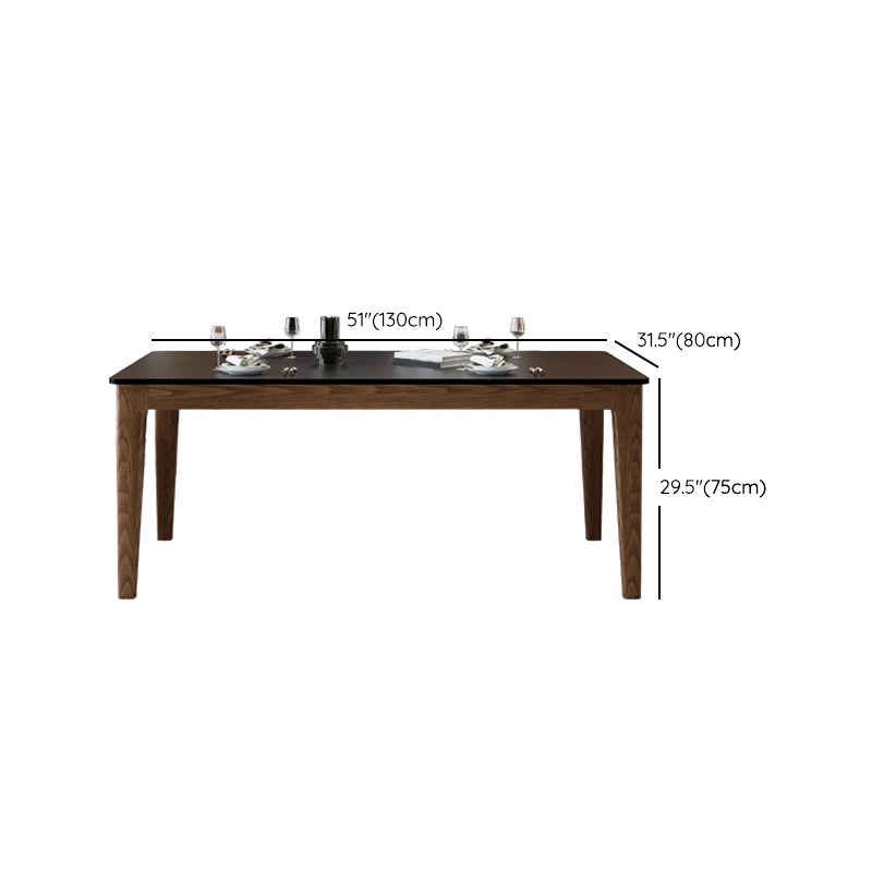 Modern Rectangle Dining Table Black Stone Top Dinette Table with Wooden Legs Clearhalo 'Dining Tables & Seating' 'Dining Tables' 'dining_table' 'furn' 'furn_dining_table' 'Furniture' 'Kitchen & Dining Furniture' 7301392