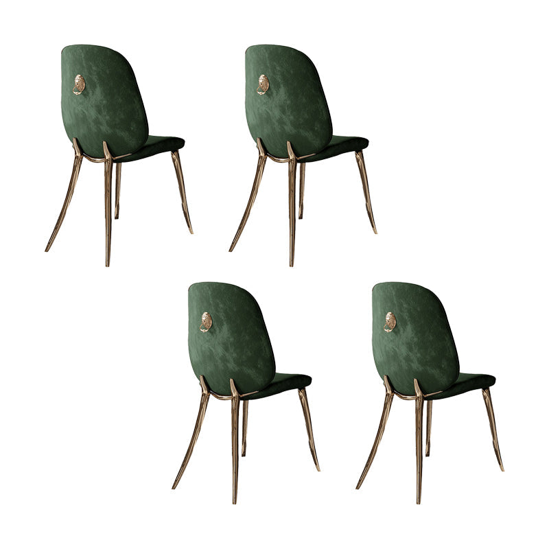 Nordic Style Armless Dining Chairs Glam Side Chairs with Metal Base