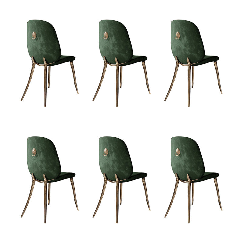 Nordic Style Armless Dining Chairs Glam Side Chairs with Metal Base
