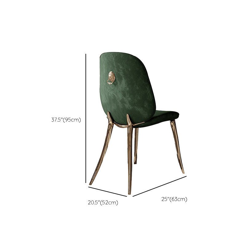 Nordic Style Armless Dining Chairs Glam Side Chairs with Metal Base
