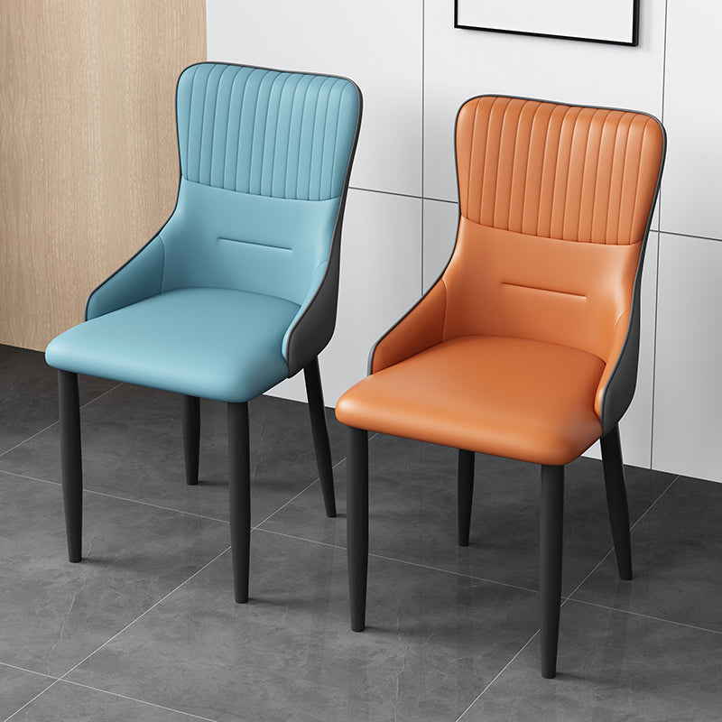 Industrial Style Arm Chair Faux Leather Parsons Chair for Home