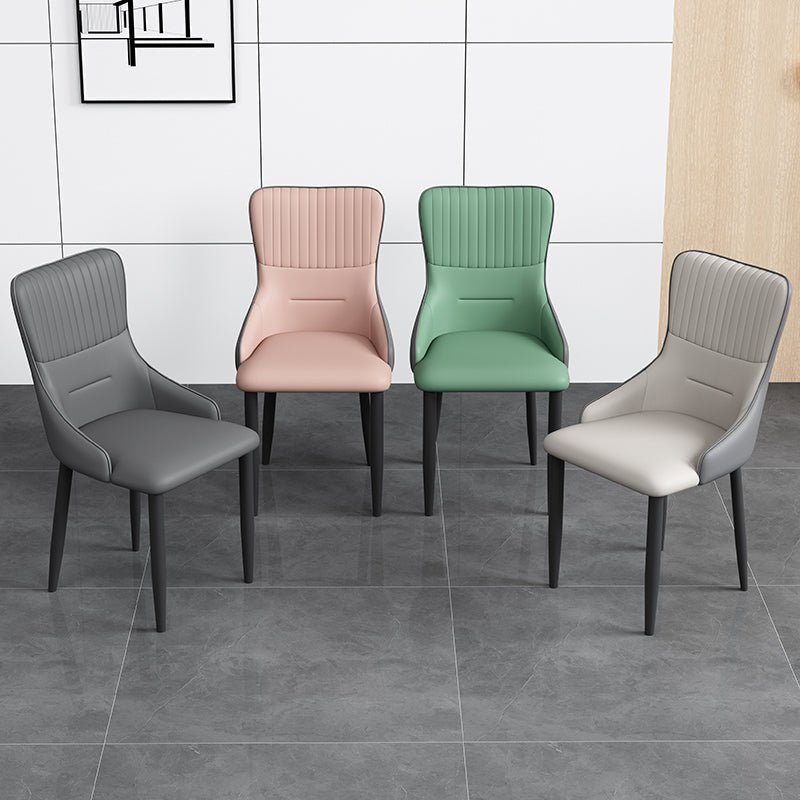 Industrial Style Arm Chair Faux Leather Parsons Chair for Home