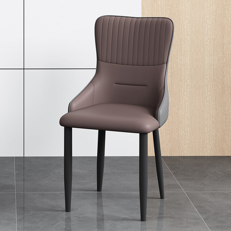 Industrial Style Arm Chair Faux Leather Parsons Chair for Home