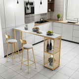 Mesa de bar rectangular de piedra glam mesa almacenable para sala de estar
