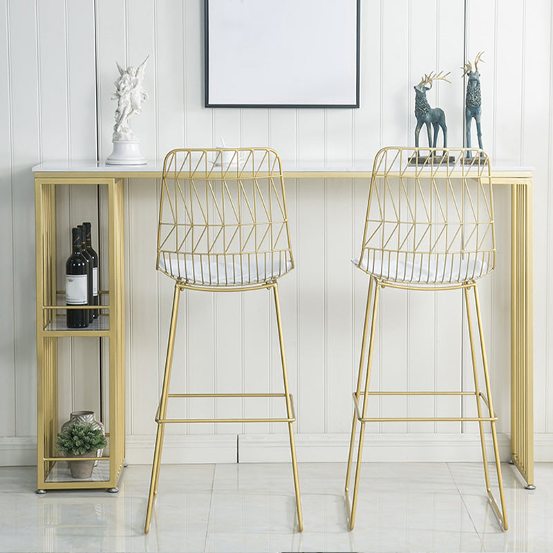 Glam Stone Rectangle Bar Table Storable Table for Milk Tea Shop