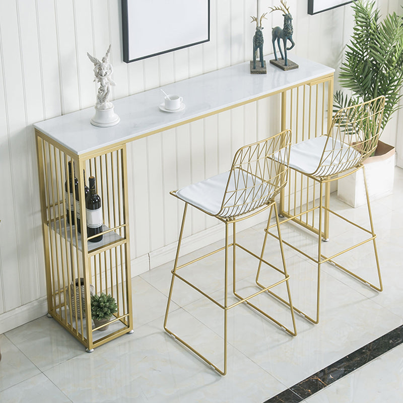 Glam Stone Rectangle Bar Table Storable Table for Milk Tea Shop