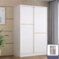 Contemporary White Wood Frame Wardrobe Freestanding Wardrobe with Soft Close Doors