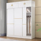 Contemporary White Wood Frame Wardrobe Freestanding Wardrobe with Soft Close Doors