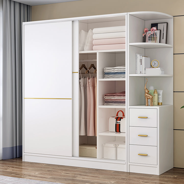 Contemporary White Wood Frame Wardrobe Freestanding Wardrobe with Soft Close Doors