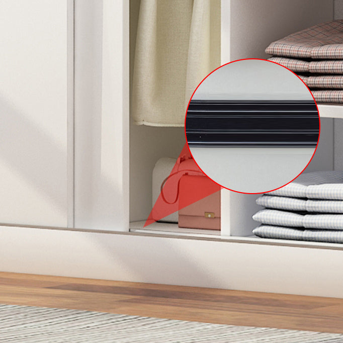 Contemporary White Wood Frame Wardrobe Freestanding Wardrobe with Soft Close Doors