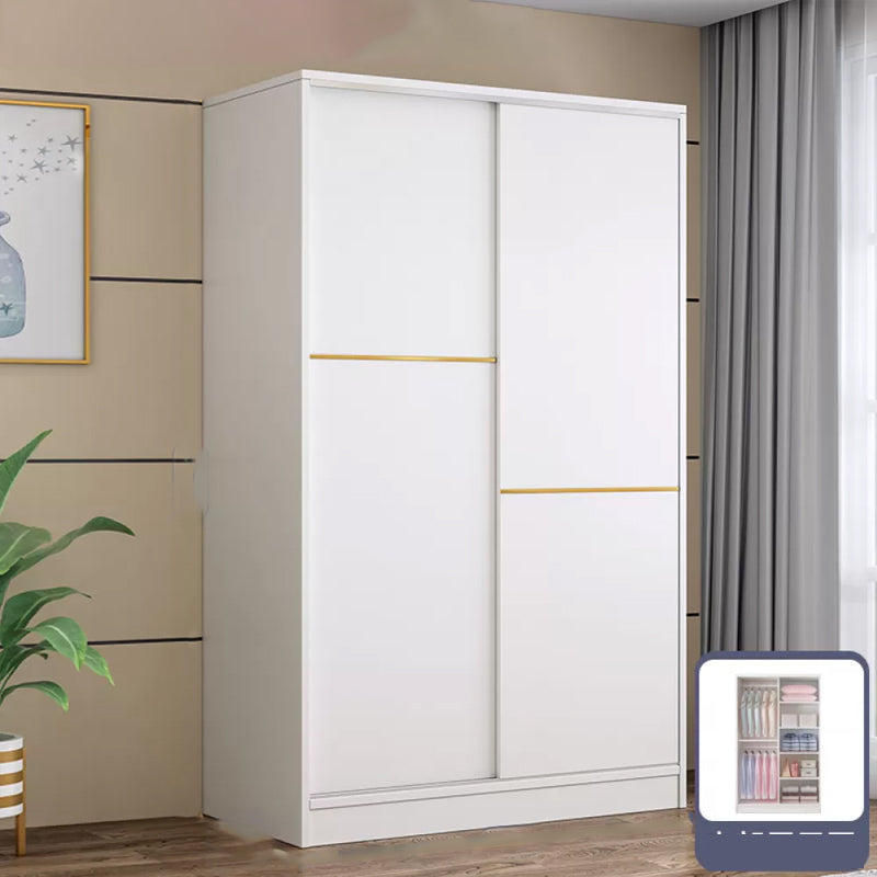 Contemporary White Wood Frame Wardrobe Freestanding Wardrobe with Soft Close Doors