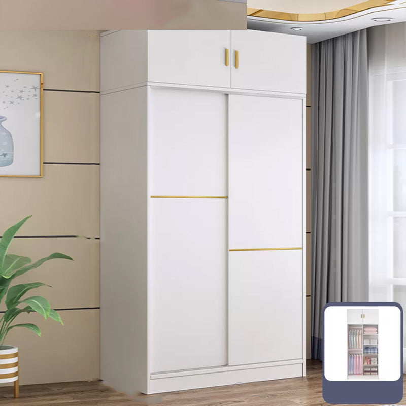 Contemporary White Wood Frame Wardrobe Freestanding Wardrobe with Soft Close Doors
