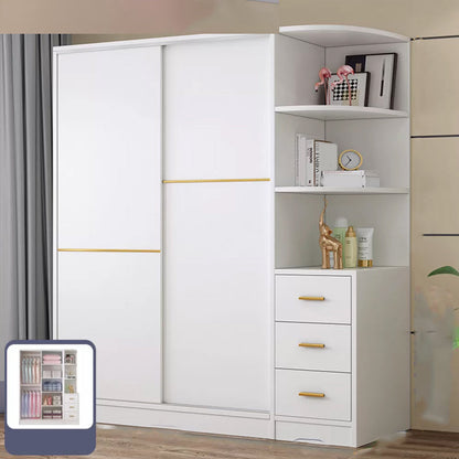 Contemporary White Wood Frame Wardrobe Freestanding Wardrobe with Soft Close Doors