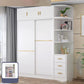 Contemporary White Wood Frame Wardrobe Freestanding Wardrobe with Soft Close Doors