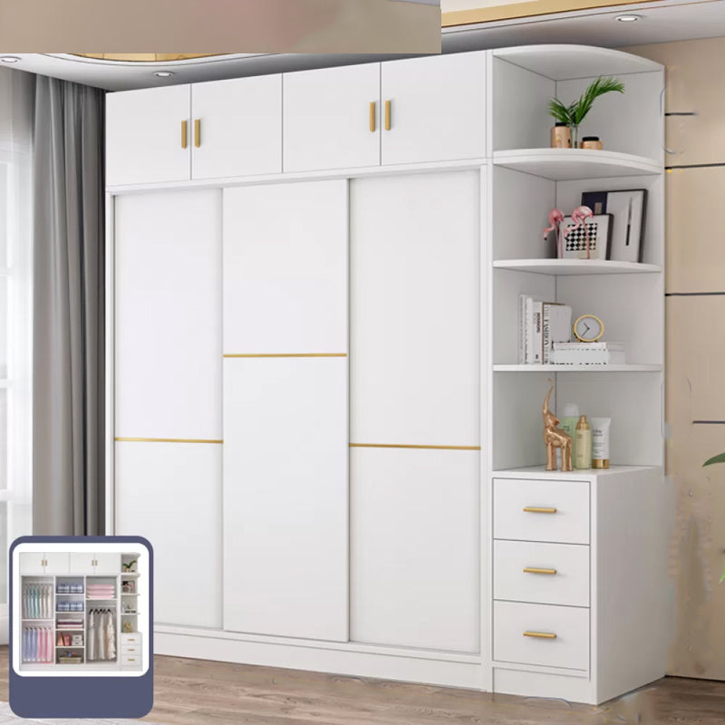 Contemporary White Wood Frame Wardrobe Freestanding Wardrobe with Soft Close Doors