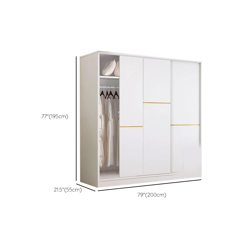 Contemporary White Wood Frame Wardrobe Freestanding Wardrobe with Soft Close Doors