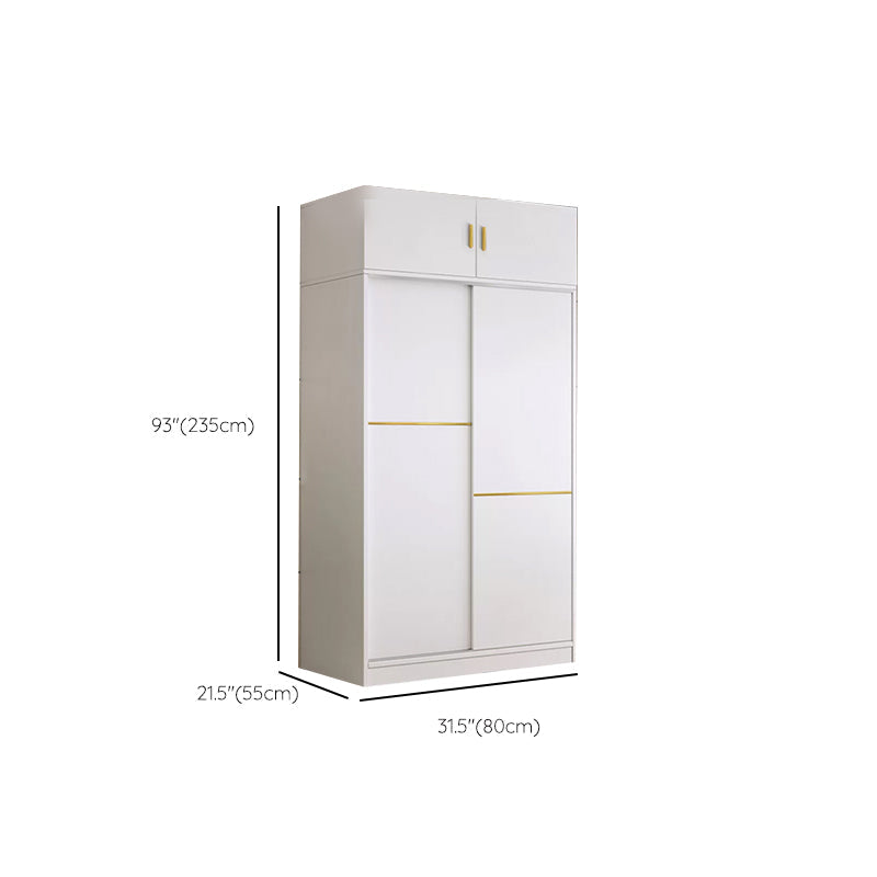 Contemporary White Wood Frame Wardrobe Freestanding Wardrobe with Soft Close Doors