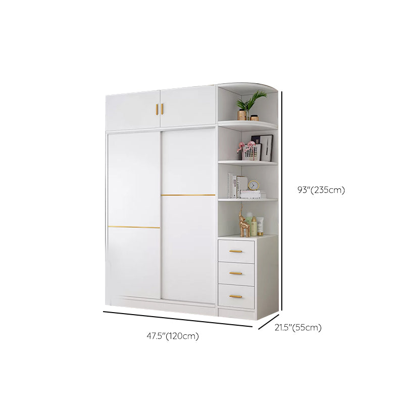 Contemporary White Wood Frame Wardrobe Freestanding Wardrobe with Soft Close Doors