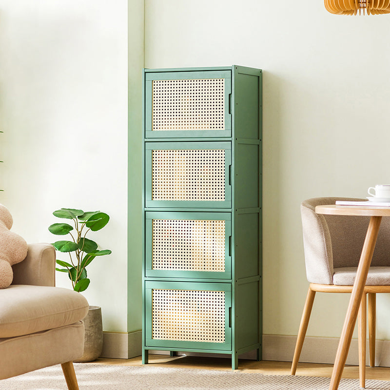 Contemporary Green Wood Accent Cabinet Rectangle Grooves Accent Cabinet 17"L x 13"W x 50"H Wicker & Rattan Clearhalo 'Cabinets & Chests' 'cabinets_chests' 'furn' 'furn_cabinets_chests' 'Furniture' 'Living Room Furniture' 7301953