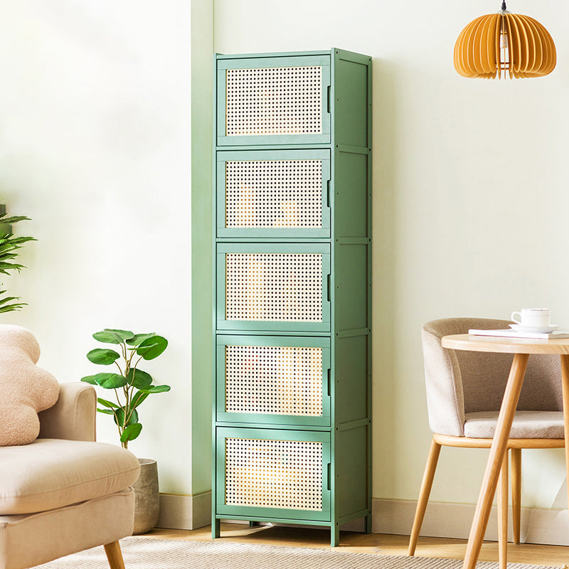 Contemporary Green Wood Accent Cabinet Rectangle Grooves Accent Cabinet 17"L x 13"W x 61"H Wicker & Rattan Clearhalo 'Cabinets & Chests' 'cabinets_chests' 'furn' 'furn_cabinets_chests' 'Furniture' 'Living Room Furniture' 7301954