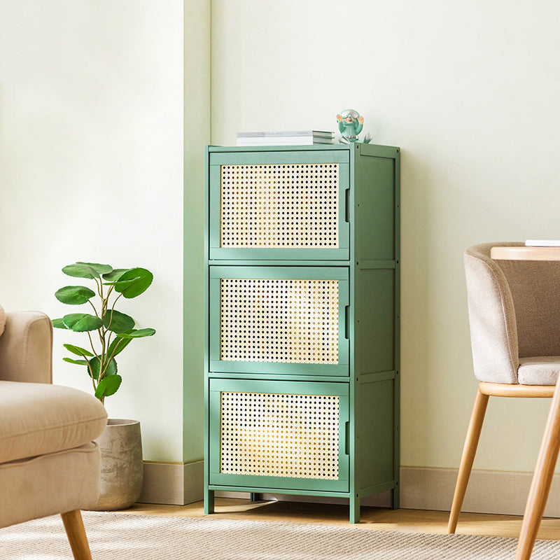 Contemporary Green Wood Accent Cabinet Rectangle Grooves Accent Cabinet 17"L x 13"W x 38"H Wicker & Rattan Clearhalo 'Cabinets & Chests' 'cabinets_chests' 'furn' 'furn_cabinets_chests' 'Furniture' 'Living Room Furniture' 7301970