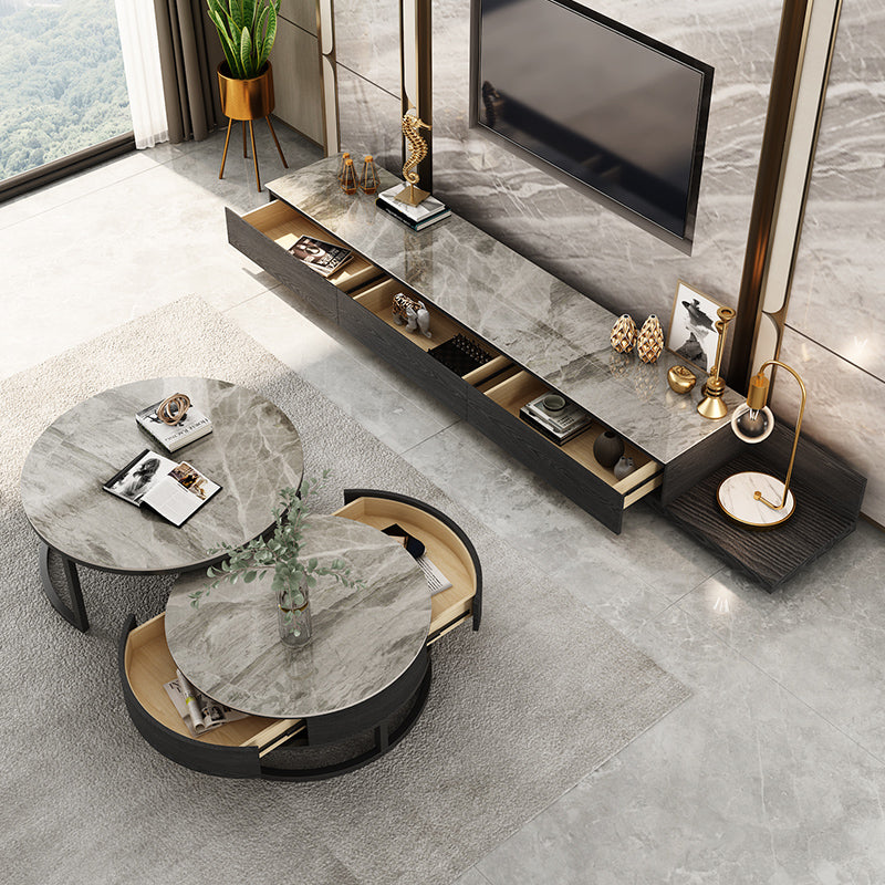 Slate Coffee Table Slate Nesting Coffee Table Set with Storage Drawer