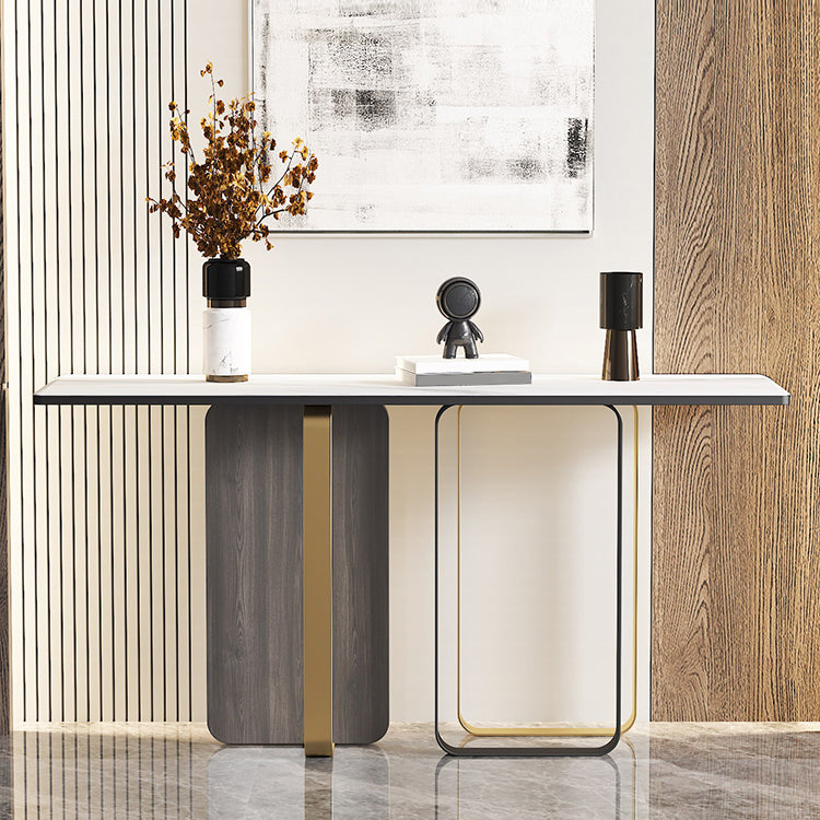 Tavolo della console glam tavolo accento in pietra rettangolo, largo 12 pollici